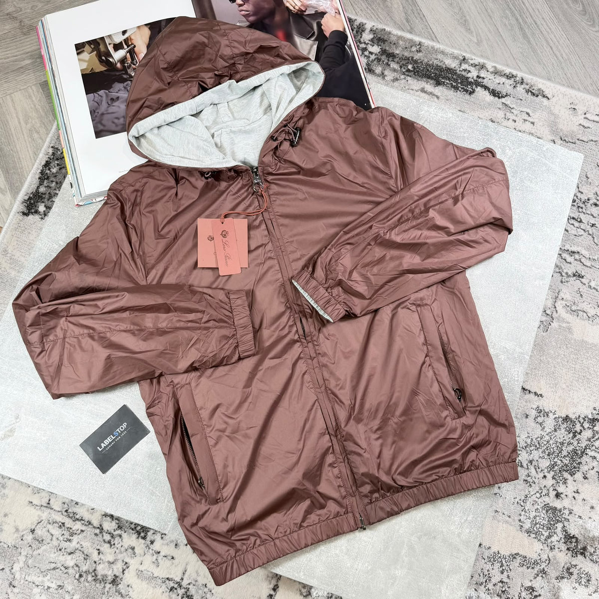 LORO WINDBREAKER REVERSIBLE JACKET - BROWN