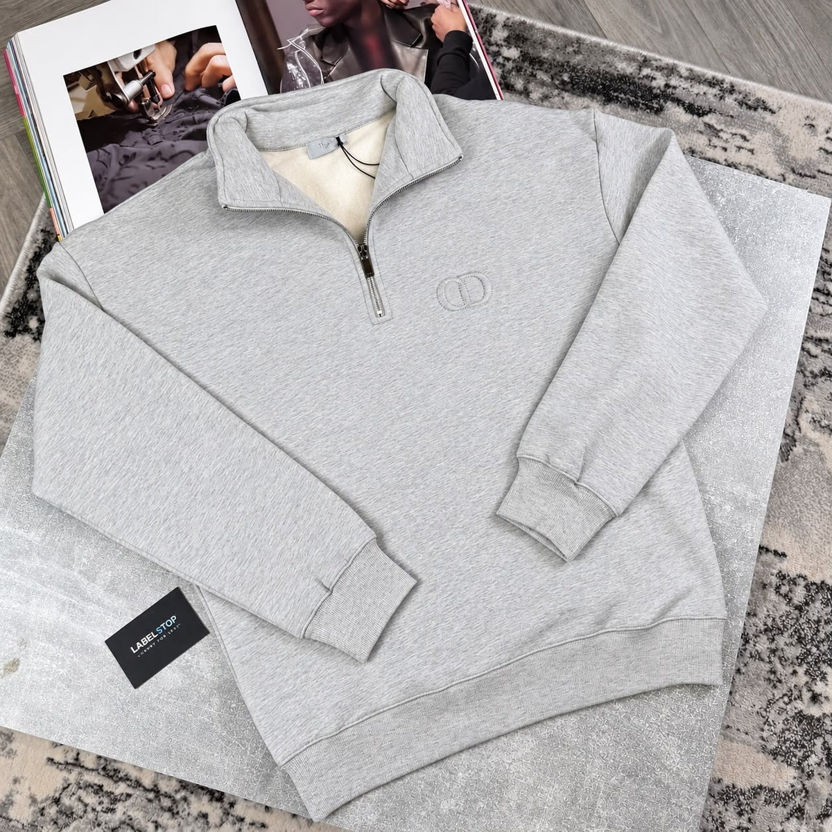 CD HALF ZIP JUMPER - LIGHT GREY