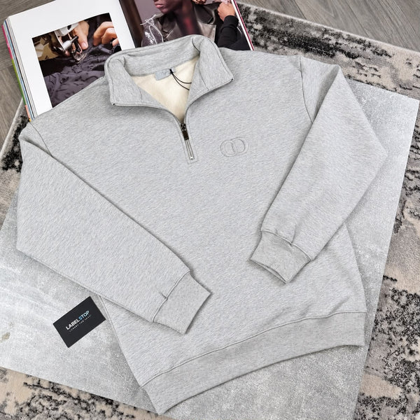 CD HALF ZIP JUMPER - LIGHT GREY